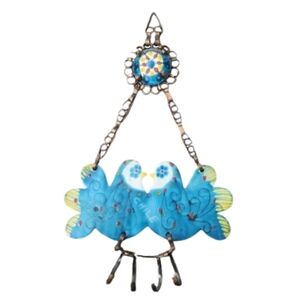 bronze & Enamel Bird Key Hook From Chile, Vintage